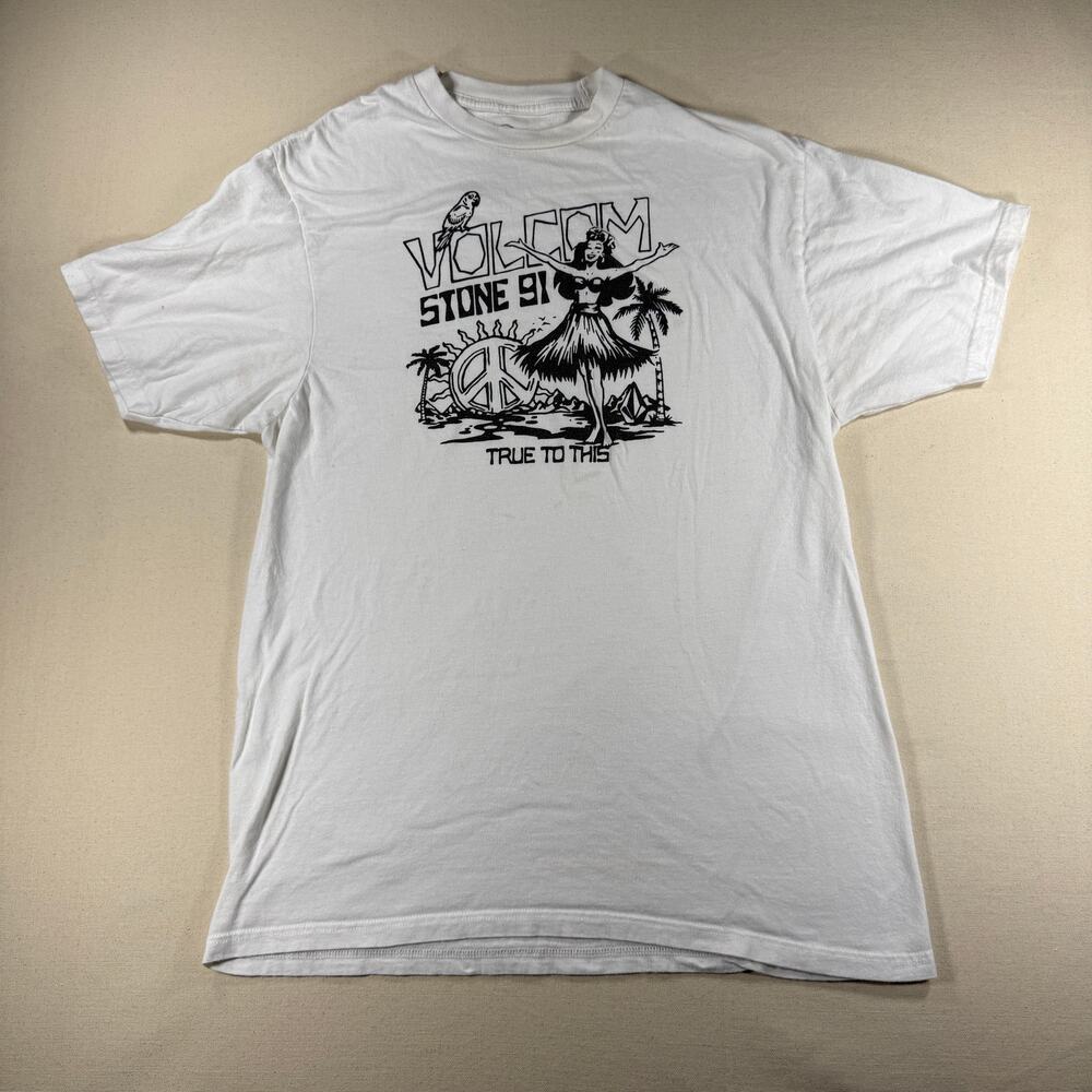 Volcom Stone 91 True To This Hula Graphic T-Shirt White Size Medium